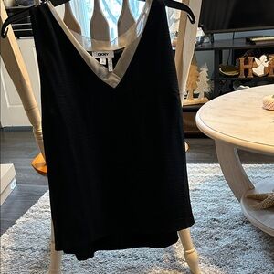 DKNY Black and Cream Tank Top